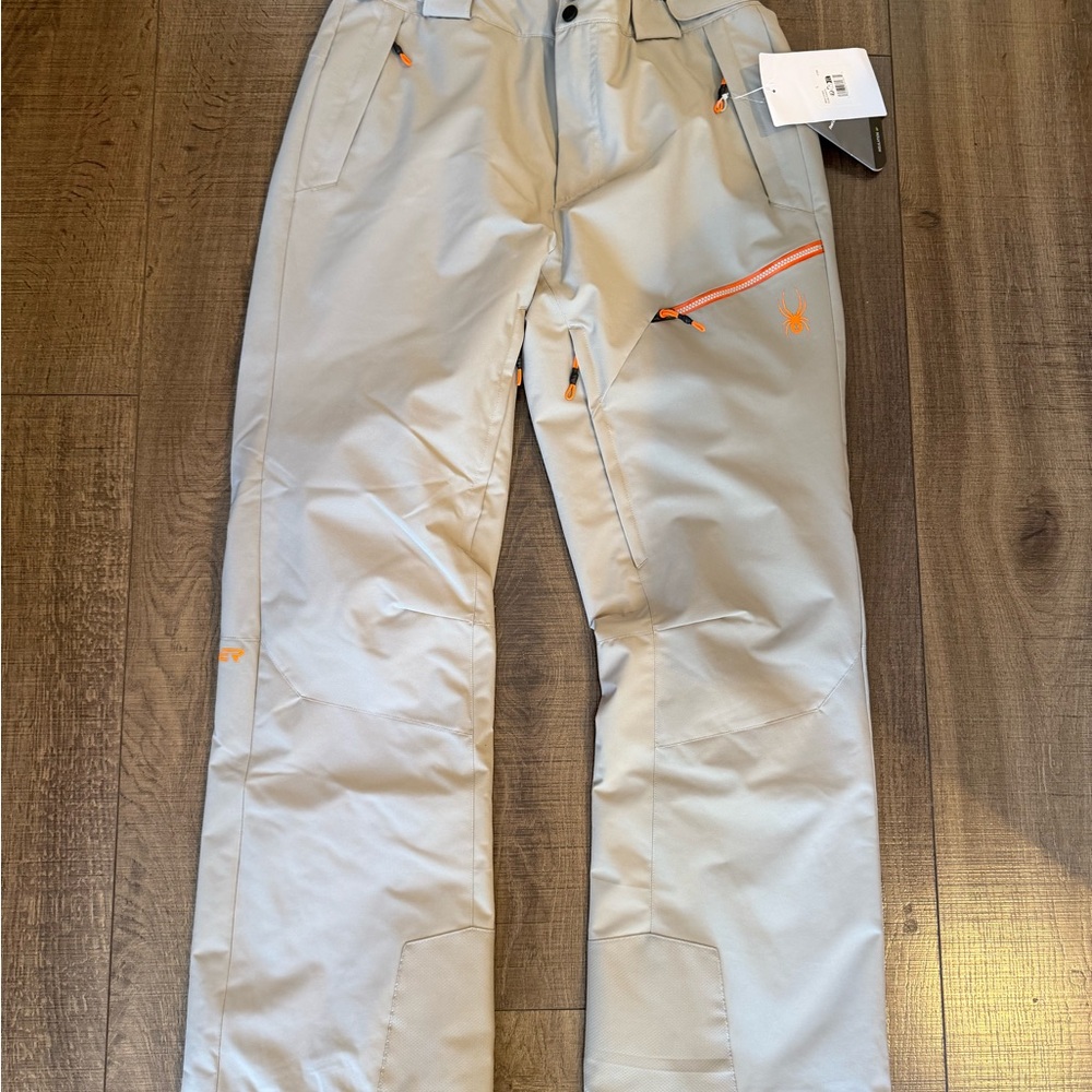 Brand New Spyder Men's Grey Fuse Pants with Orange Accents